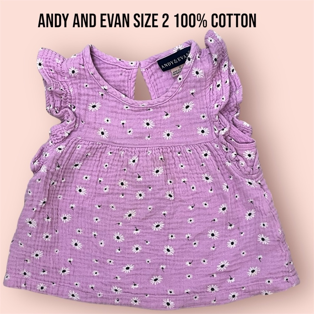 Andy & Evan Lavender Baby Top with Floral Design